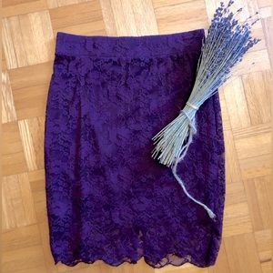 Beautiful purple floral lace mini skirt